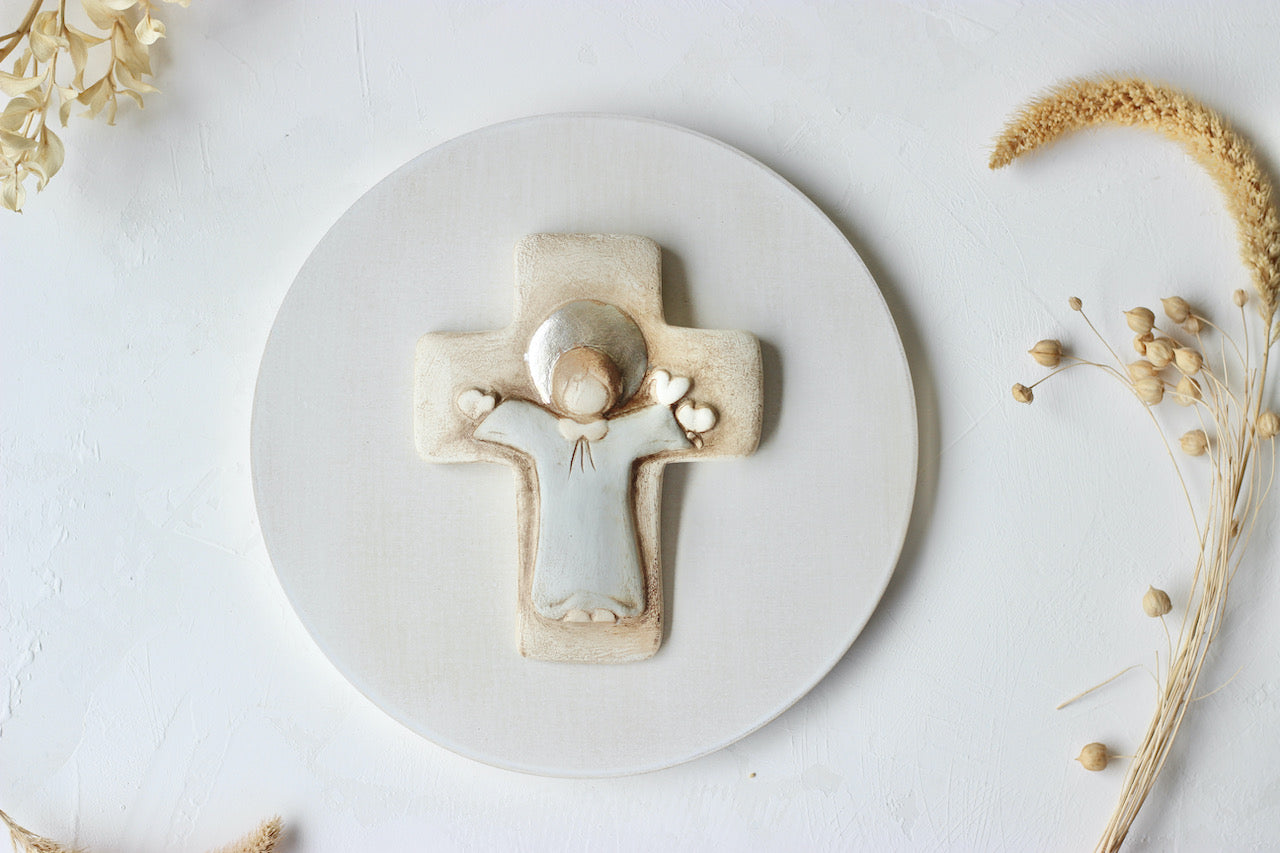 Cruz azul con pan de plata