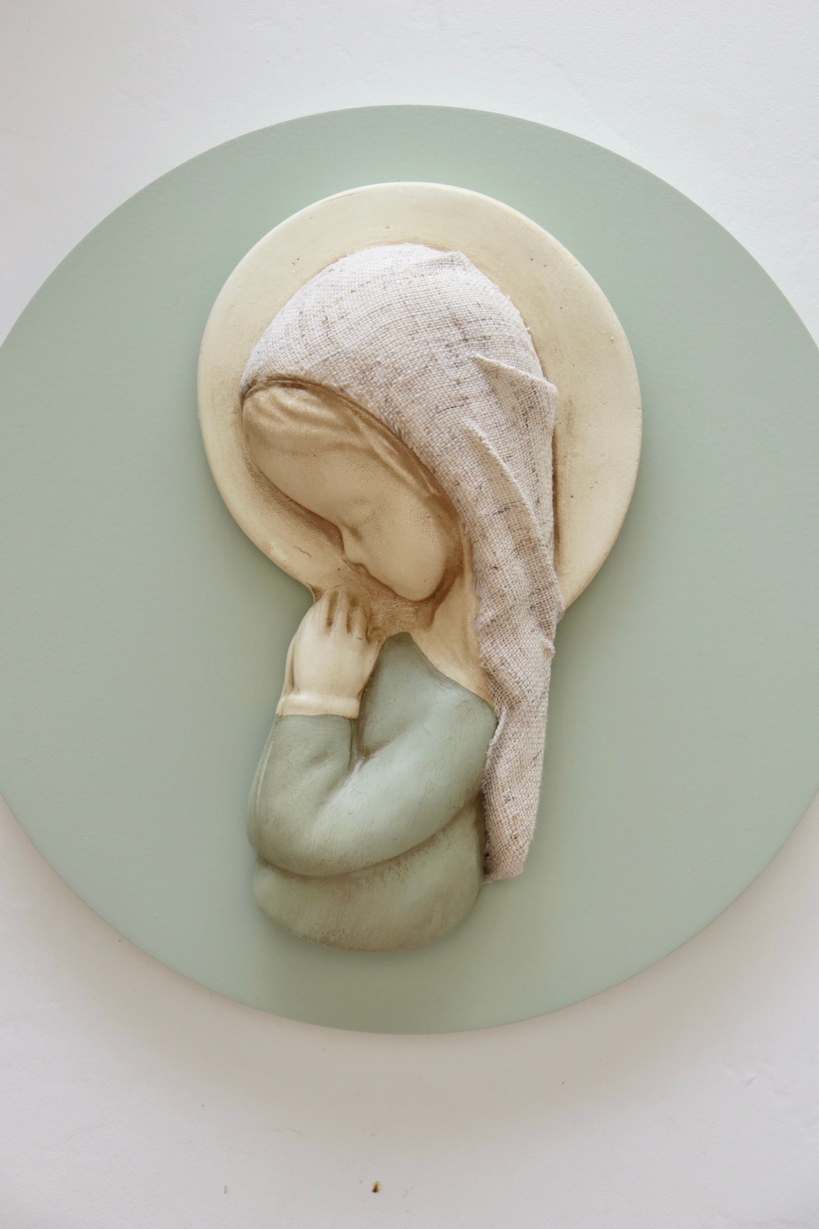 Virgen niña lino tostado verde
