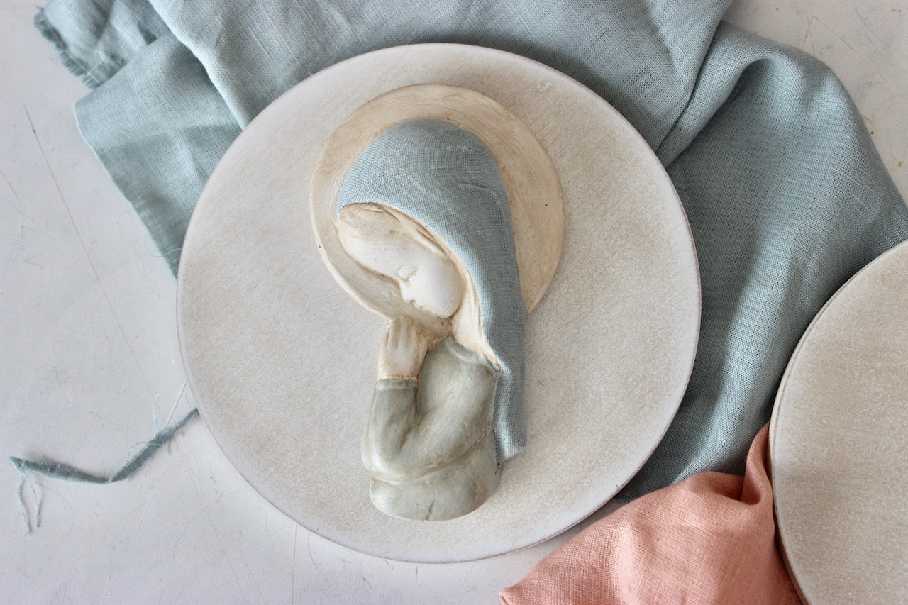 Virgen niña lino azul